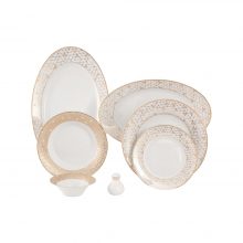 سرویس چینی 35 پارچه غذاخوری ژئومتریکال نقره ای پیکره شهرزاد