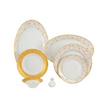 سرویس چینی 35 پارچه غذاخوری ژئومتریکال طلایی پیکره شهرزاد