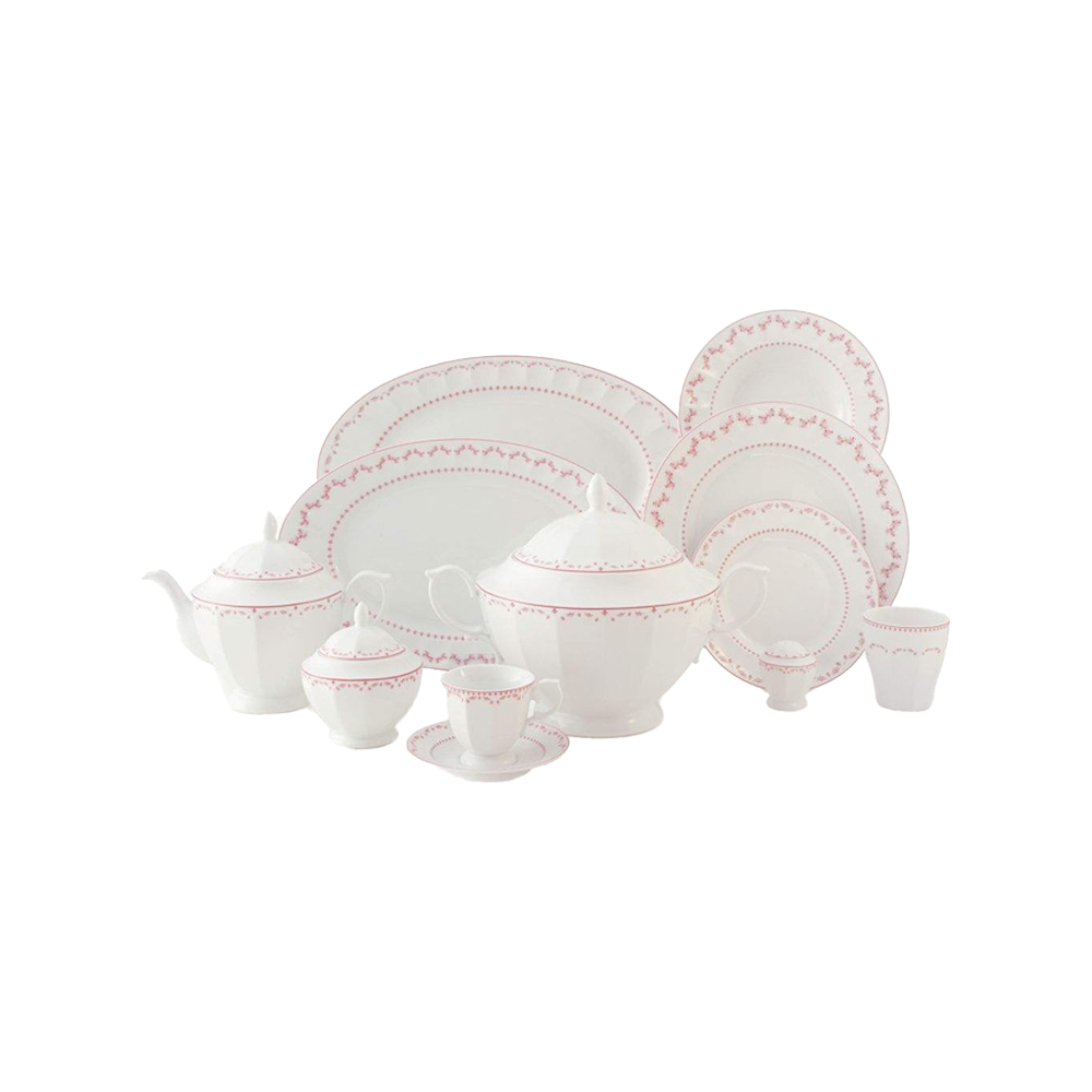 سرویس چینی 103 پارچه کامل فرانسیس صورتی پیکره نئوکلاسیک