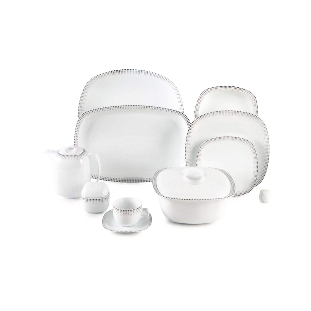 سرویس چینی 102 پارچه کامل مون بلان مشکی پیکره ایتالیا اف