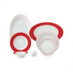 سرویس چینی 28 پارچه غذاخوری اسپاتی قرمز پیکره ایتالیا اف