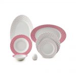 سرویس چینی 28 پارچه غذاخوری اسپاتی صورتی پیکره ایتالیا اف