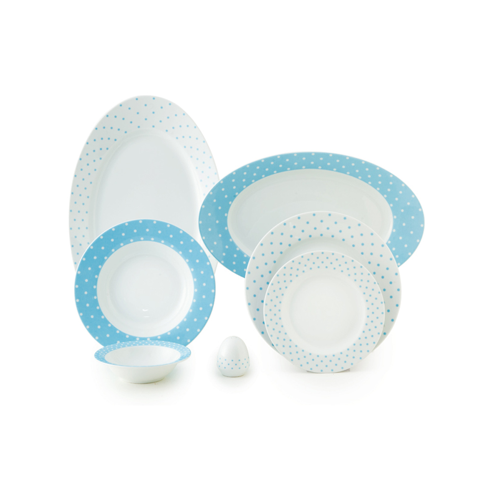 سرویس چینی 28 پارچه غذاخوری اسپاتی آبی پیکره ایتالیا اف