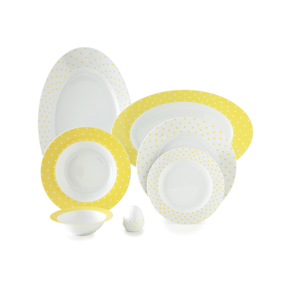 سرویس چینی 28 پارچه غذاخوری اسپاتی زرد پیکره ایتالیا اف